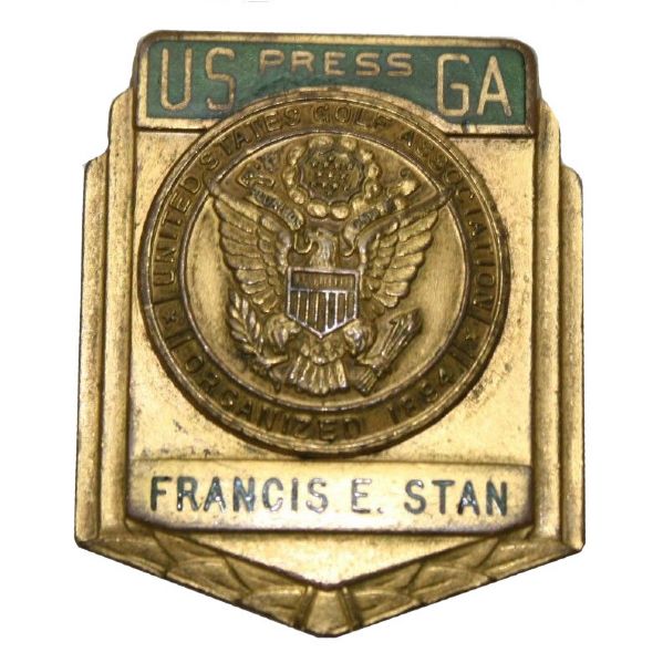 USGA Committee Press Badge Issued to Francis E. Stan - 1950's Sportswriter