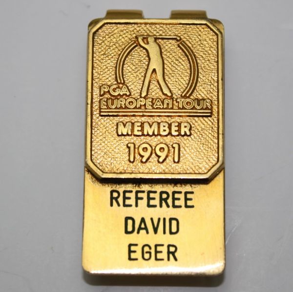 1991 European PGA Tour Member Money Clip -  Referee David Eger
