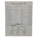 Mark OMeara Signed Masters 1988 Sunday Pairing Sheet JSA COA