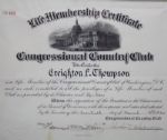 1923 Congressional C.C. Membership Certificate Signed by Herbert Hoover - Rare JSA COA