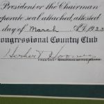 1923 Congressional C.C. Membership Certificate Signed by Herbert Hoover - Rare JSA COA