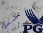2014 White Embroidered Valhalla PGA Flag signed by 27 stars including RORY, PHIL, RICKIE JSA COA