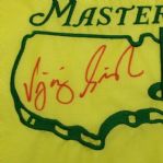 Vijay Singh Signed 2000 Masters Embroidered Flag - Middle JSA COA