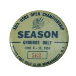 1959 US Open Season Badge - Winged Foot