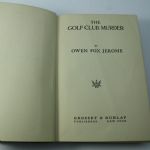 1929 Golf Book 'The Golf Club Murder' by Owen Fox Jerome