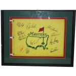 Undated Masters Flag Signed by 10 including Palmer, Player, Nicklaus, and more - Framed