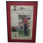 Tiger Woods Signed The Herald - US Open Victory 2000 - Fist Pump