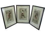Set of Three Rare F.T. Richards Hand-Colored Period Golfers - Glamour Paris 1955