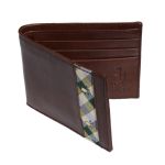 Brown Masters Green Plaid Inlay Slimfold Leather Wallet-Trafalgar of Norwalk-2015 Issue