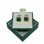 Green and Yellow Enamel Undated Cuff Links