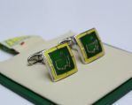 Green and Yellow Enamel Undated Cuff Links