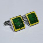 Green and Yellow Enamel Undated Cuff Links