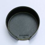 Set of Four Green and Yellow Genuine Leather Trafalgar Undated Coasters