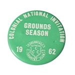 1962 Colonial Invitational Seasons Grounds Badge-Arnold Palmer Career Win #33