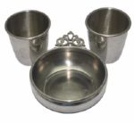Jack Flecks Lot of 3 Pewter Gifts From Virginia Bank Sr. PGA: Two Cups and One Bowl