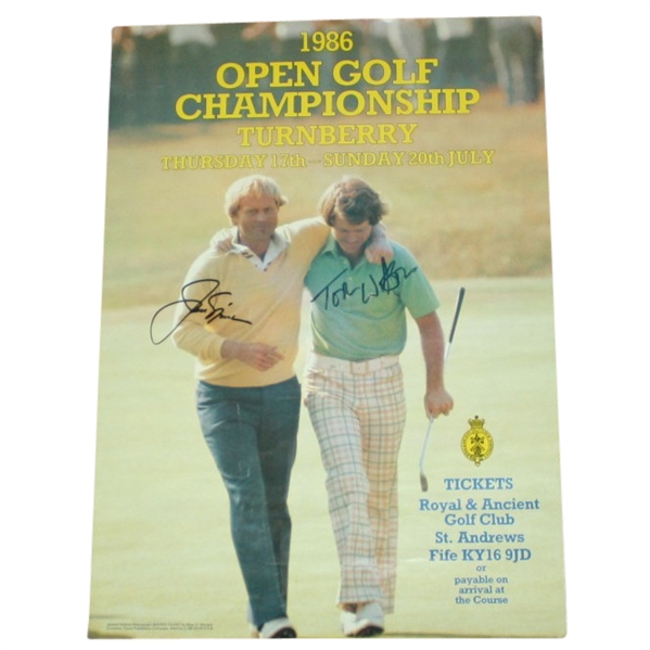 Jack Nicklaus and Tom Watson Signed Original 1986 Turnberry Poster JSA COA