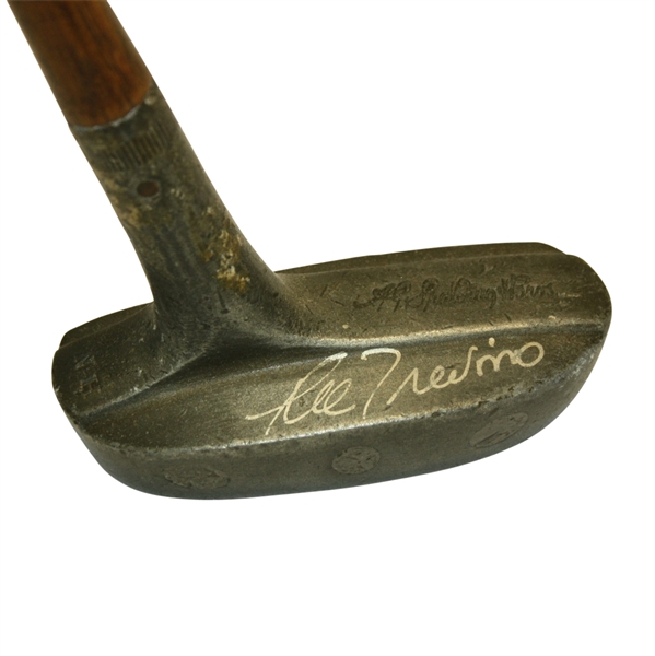 Lee Trevino Signed Spalding Wooden Shaft Putter with Signed Photo by Trevino and Herman Mitchell JSA COA