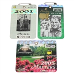 2001, 2002, & 2005 Masters Tournament Badges - Tiger Woods Winner