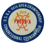 1964 US Open at Congressional C.C. Press  Badge #269