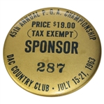 1963 PGA Championship Sponsor Pin #287 - Nicklaus First PGA Championship