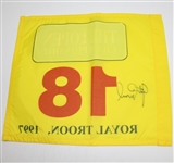 Justin Leonard Signed 1997 British Open at Royal Troon Flag JSA COA