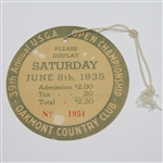 Bobby Jones Signed 1935 US Open at Oakmont CC Final Day Ticket #1951 JSA #Y34346
