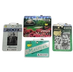 All Four Masters Badges from Tiger Woods Victories - 1997, 2001, 2002, & 2005