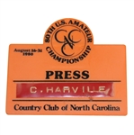 1980 US Amateur at Country Club of North Carolina Press Badge
