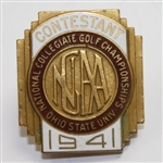 1941 National Collegiate Golf Association Contestant Badge with Program