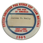 1963 Ryder Cup Team Matches Large Pinback Badge - East Lake Country Club