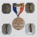1953, 1956, 1957, & 1958 Amateur Public Links Contestant Badges Plus 1955 Ribbon/Medal