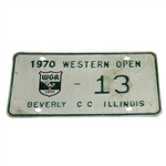 1970 Western Open License Plate - Beverly CC - Illinois