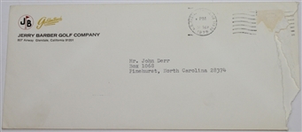 Jerry Barber Personal Letter Written to Legend John Derr JSA COA
