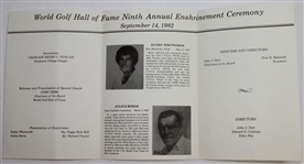 Julius Boros Signed 1982 World Golf HoF Ceremony Pamphlet JSA COA