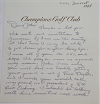 Jimmy Demaret Personal Letter Written to Legend John Derr JSA #Y34348