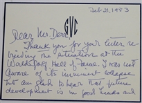 Glenna Collett-Vare Personal Hand Written Note to Legend John Derr JSA COA