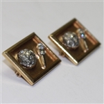 Dutch Harrison's 1954 Gold & Diamond Engraved Cuff Links/Pins - Harry E. Radix Trophy - Lowest Annual Avg Score