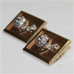 Dutch Harrison's 1954 Gold & Diamond Engraved Cuff Links/Pins - Harry E. Radix Trophy - Lowest Annual Avg Score