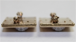 Dutch Harrison's 1954 Gold & Diamond Engraved Cuff Links/Pins - Harry E. Radix Trophy - Lowest Annual Avg Score