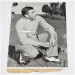 Ed Furgol Signed 3x5 Index with 'USOC 1954' Inscription & Wire Photo JSA COA