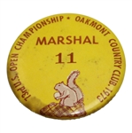 1973 US Open at Oakmont CC #11 Marshall Badge - Johnny Miller Winner