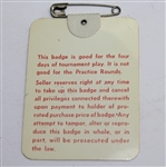 Tom Watson Signed 1981 Masters Badge JSA COA