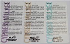 Lot of Three 2000 US Open @ Pebble Beach Tickets - Used by Golf Magazine Properties