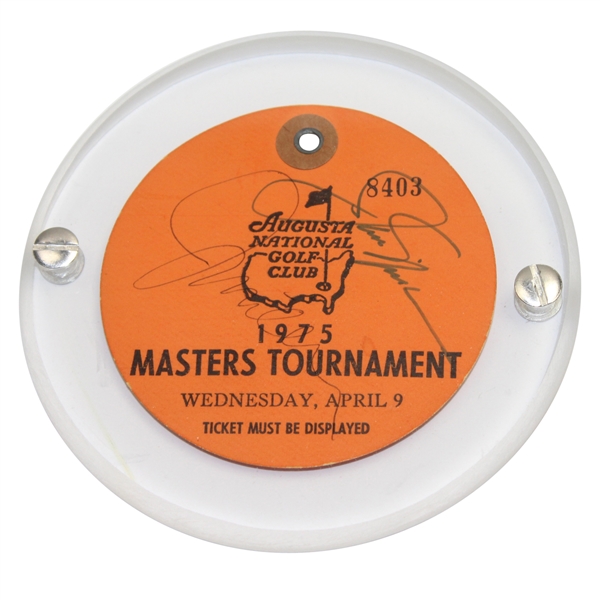 Jack Nicklaus & Johnny Miller Signed 1975 Masters Tournament Wed. (Par  3) Ticket #8403 JSA ALOA