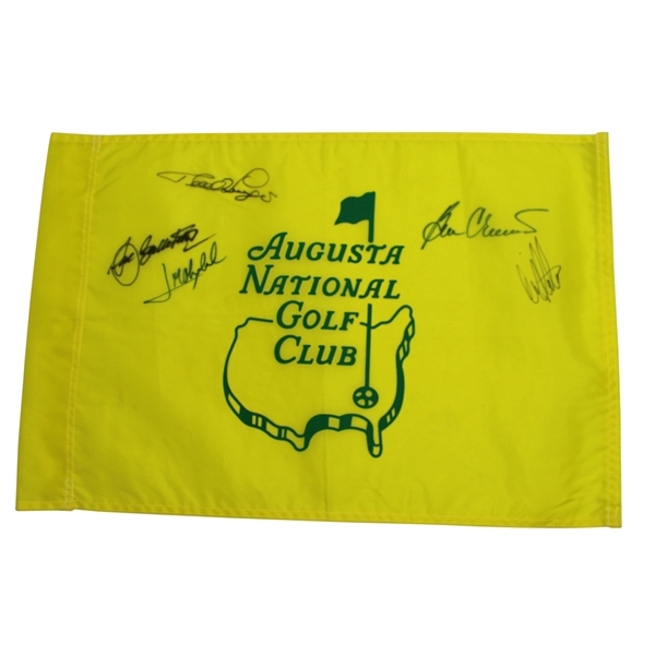 Multi-Signed Augusta National Unofficial Screen Flag Including 5 Champs W/ Seve JSA ALOA