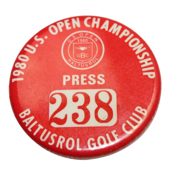 1980 US Open Championship at Baltusrol GC Press Badge #238 - Jack Nicklaus Winner