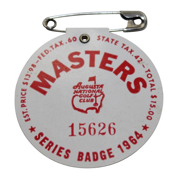 1964 Masters Tournament Badge - #15626