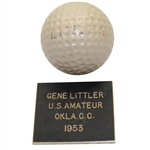Gene Littler 1953 US Amateur at Oklahoma City GC Championship Used Golf Ball Gifted To Ralph Hutchison