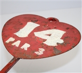 Circa 1800's Heart Shaped Cast Iron #14 Hole Marker - Par 3 - Seldom Seen