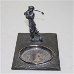 Wilcox Mounted Golfer with Side Base Dish Holder - Post-Swing
